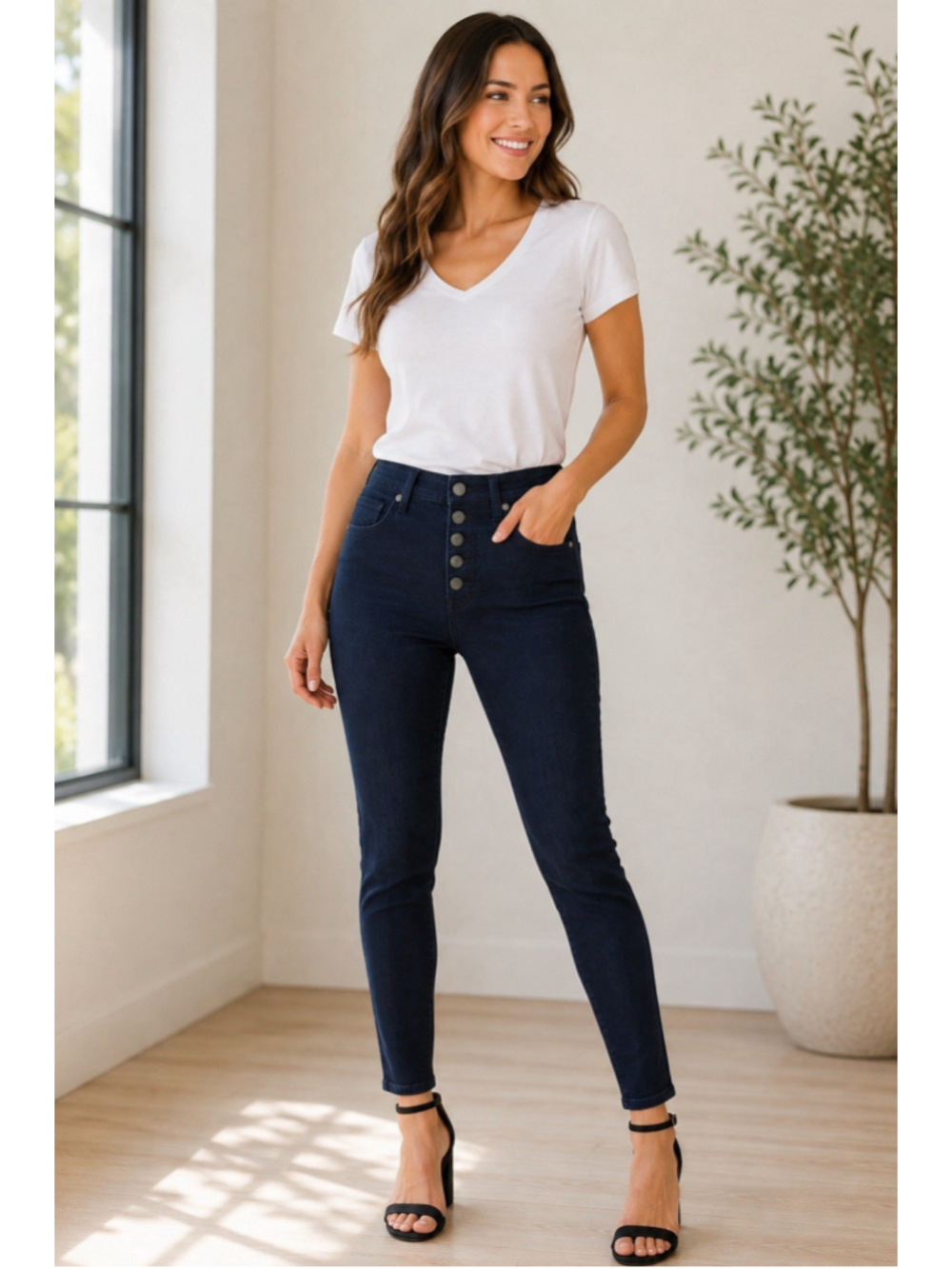 Veronica Beard Debbie Skinny High Rise Indigo Wash Jeans Sz 29/8 Button Fly $250